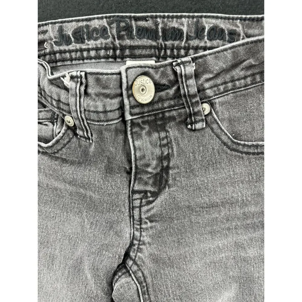 Justice Girls Gray Wash Denim Super Skinny Jeans Youth Size 8S